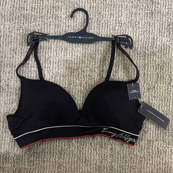 Tommy Hilfiger Signature Logo Push-Up Bralette Black 34B - Picture 4 of 6